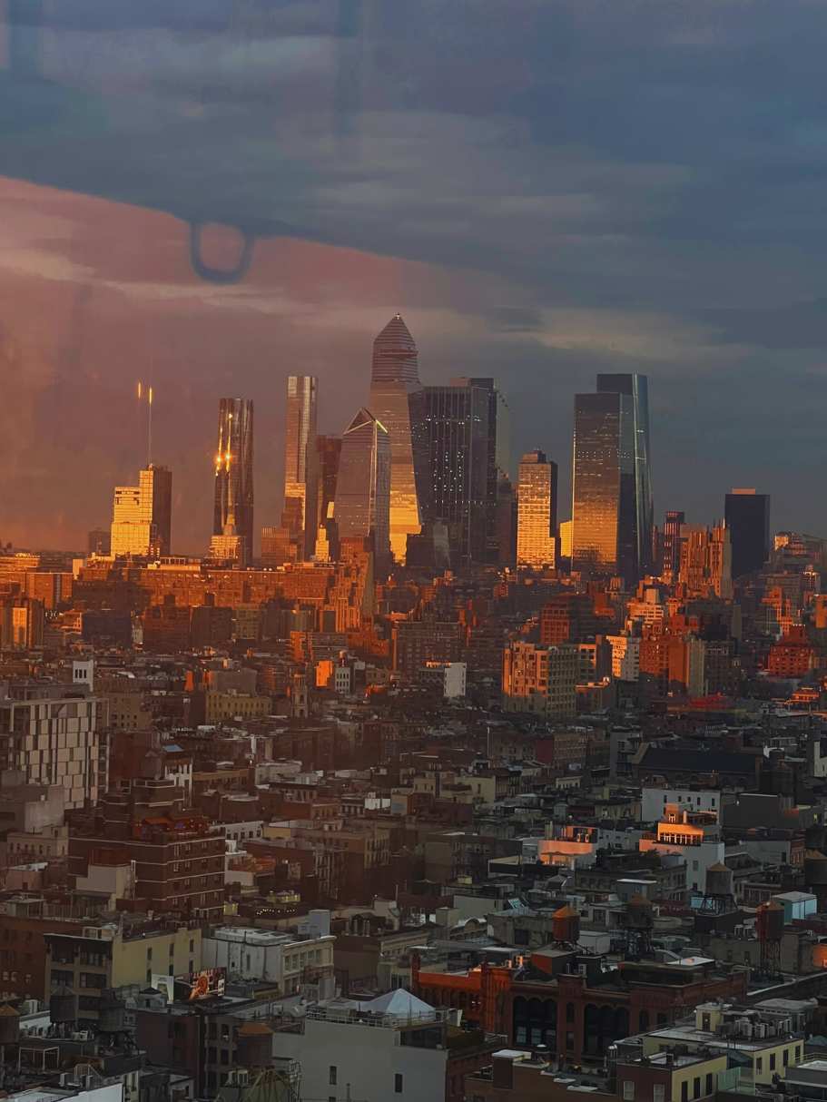 New York skyline at golden hour